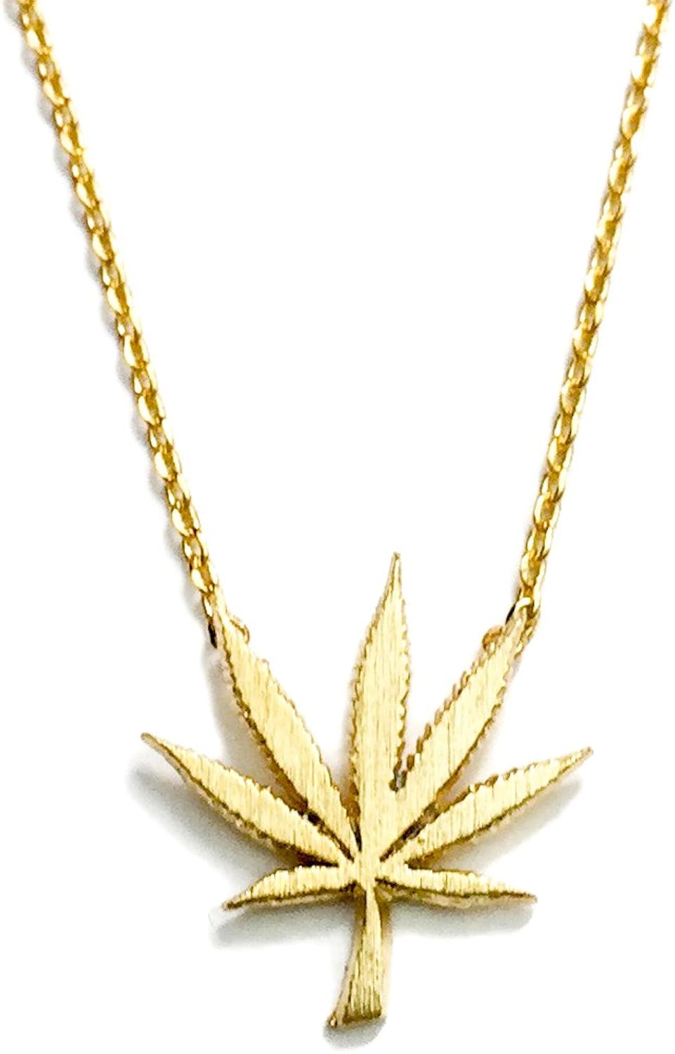 Dainty Weed Necklace for Women Marijuana Leaf Pendant Weed Jewelry 17″ Chain