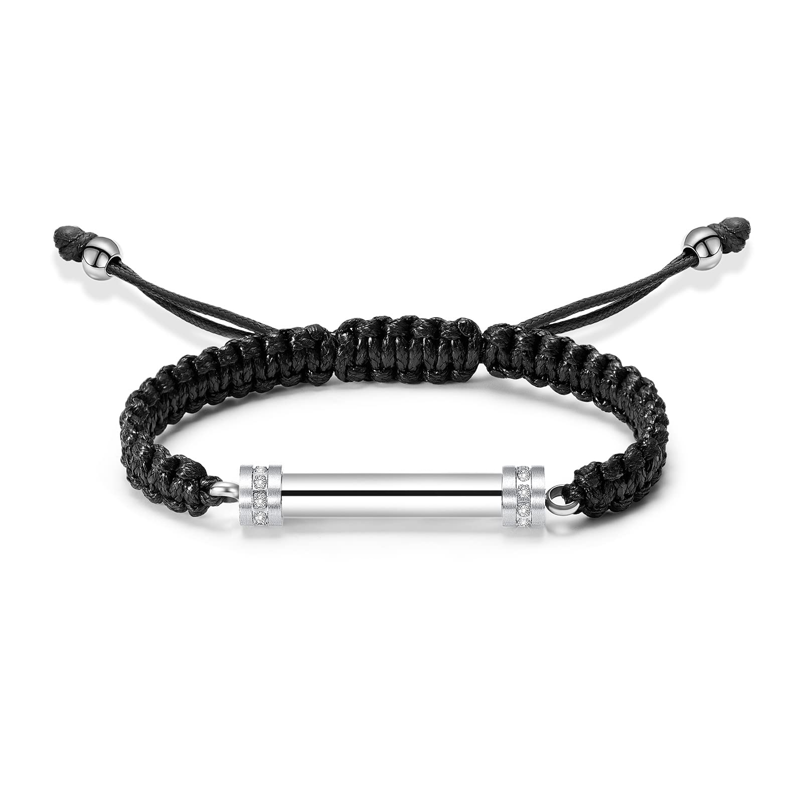 Cylinder Cremation Bracelet for Ashes Urn Jewelry Stainless Steel Memorial Keepsake Urn Bracelet Bangle Ashes Holder (Silver Adjustable)