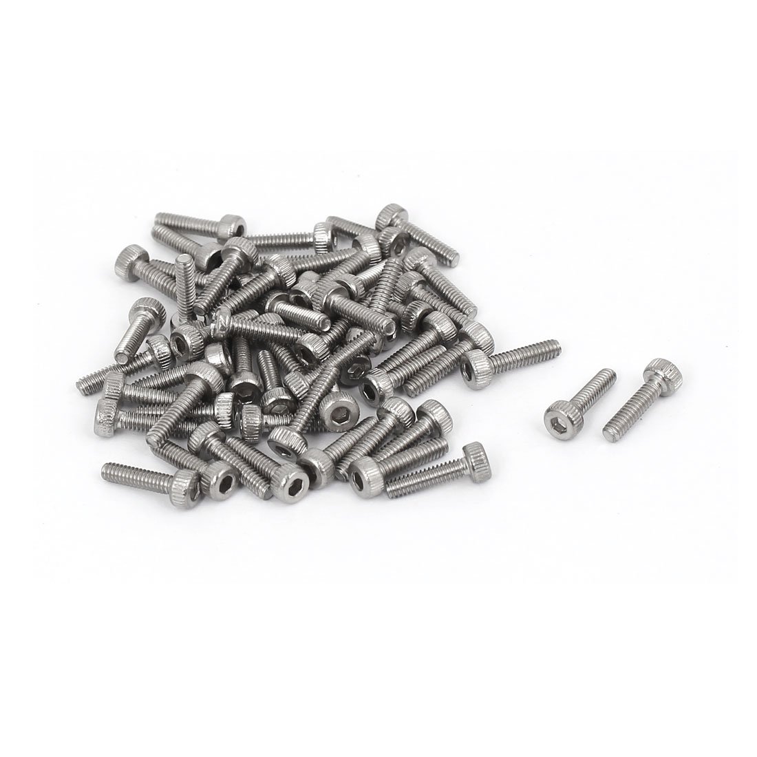 uxcell M2 x 8mm 0.4mm Pitch 304 Stainless Steel Hex Socket Head Cap Screw DIN912 55pcs