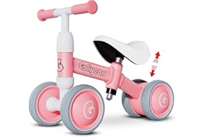 GOLIYEAN Baby Balance Bike Toy for 1 Year Old Girl Boy Birthday Gift, 12-24 Month Toddler Balance Bike, First Riding Bike for Girls Boys, 1st Birthday Gifts, 4 Silence Wheels & Adjustable Soft Seat