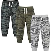 Yookoom Boys Pants, Toddler 3 Pack Drawstring Elastic Sweatpants Cartoon Active Joggers