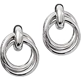 Trendy 14K Gold Plated Chunky Knot Earrings for Women - Dainty Geometric Drop Dangle Studs, Hypoallergenic Lightweight Fashion Jewelry Valentines Day Gifts