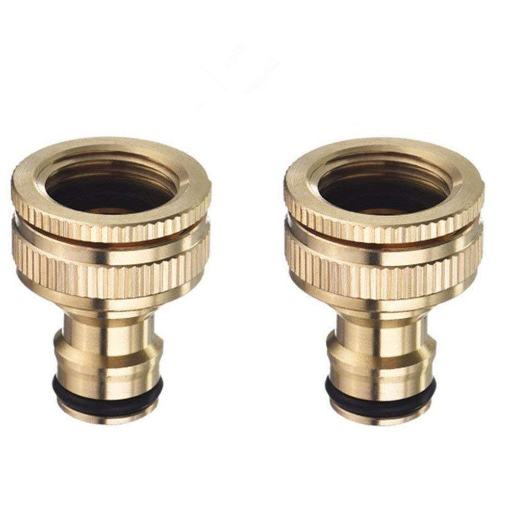 TOPWAYS 3/4 inch and 1/2 inch BSP 2in1 Metal Brass Outdoor Graden Hose Tap Connector Threaded Faucet Adapter 2 pack