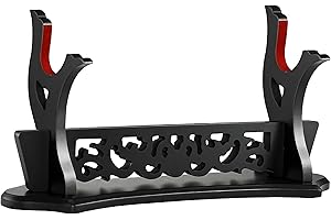 FLURSAILE Sword Stand Hollow Pattern Sword Rack, Katana Stand Wands Display Stand, Samurai Sword Stand Holder (1-Tier)
