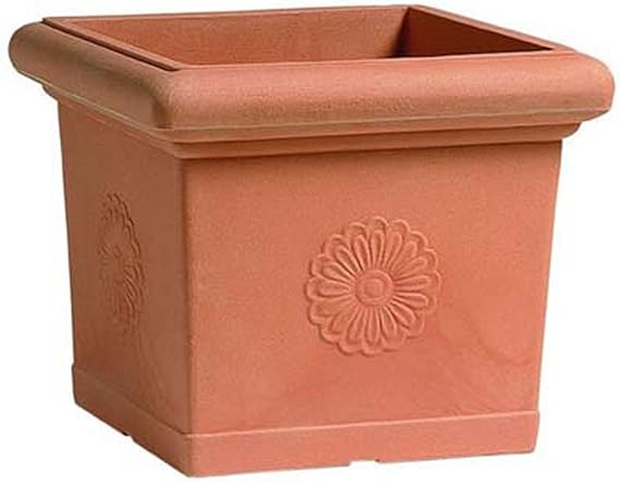 Pot de fleur carré décoré, en résine 60 x 60 x h 50 cm: Amazon.fr: Jardin