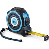 URASISTO Tape Measure 25FT with Fractions 1/8, Retractable Measuring Tape, Easy to Read, Rubber Protective Casing and Shock Absorbent Case for Carpenter, Surveyors, Engineers and Electricians