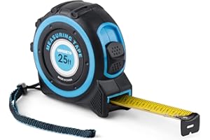 URASISTO Tape Measure 25FT with Fractions 1/8, Retractable Measuring Tape, Easy to Read, Rubber Protective Casing and Shock Absorbent Case for Carpenter, Surveyors, Engineers and Electricians