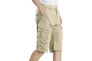 DGWZ Mens Cargo Shorts Elastic Waist Zipper Pocket Stretch Cotton Hiking Casual Camo