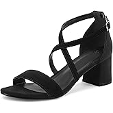 mysoft Women's 2.25 Inch Low Chunky Heels Dress Pump Open Toe Cross Ankle Strap Wedding Block Heeled Sandals