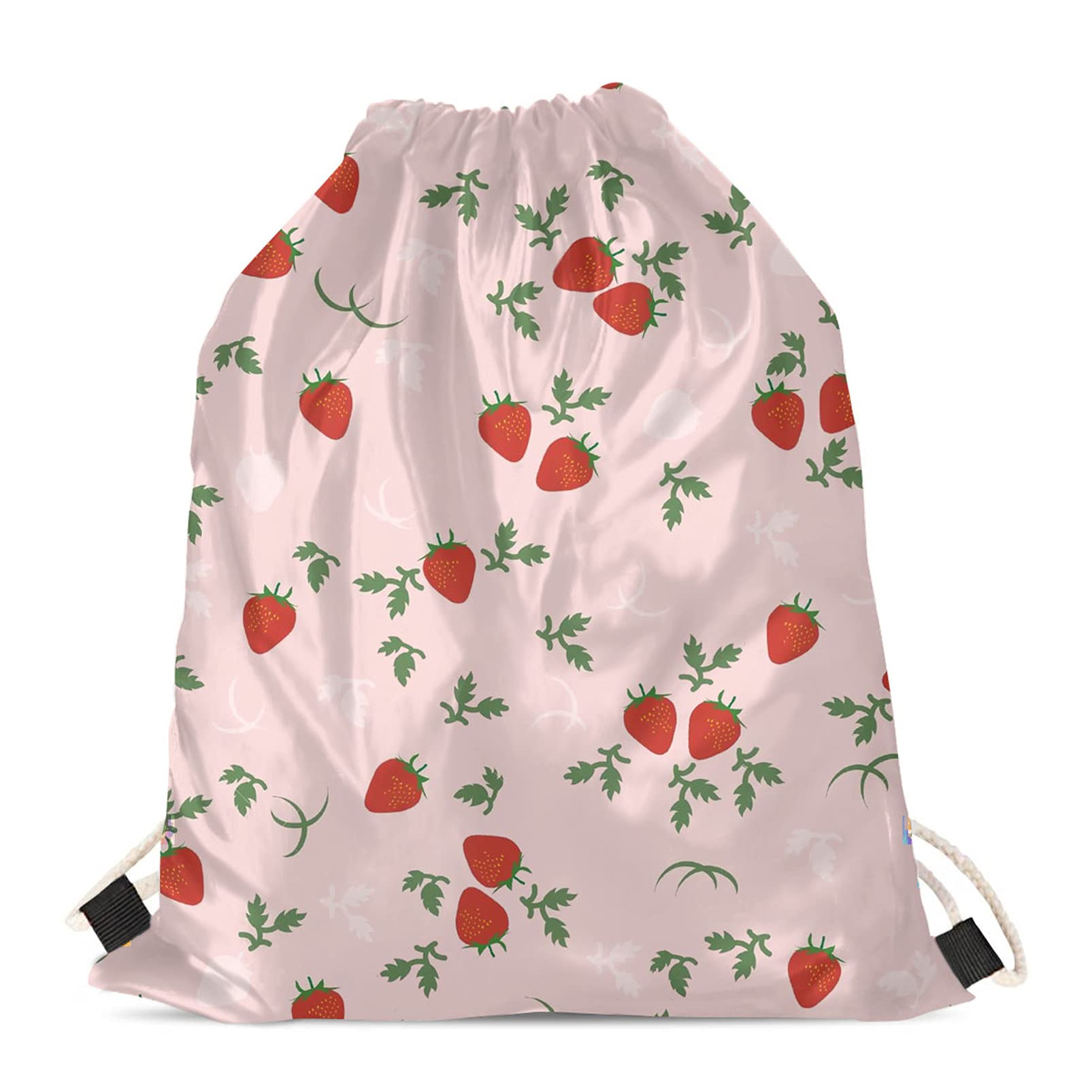 HUIACONG Large Drawtring Bag Strawberry String Bag Backpack for Men Women Boys Girls School Traveling Hiking Gymbag Cinch Sack Heavy Duty Strong,Pink — image 1