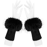 COSYEARS Faux Fur Short Wrist Cuffs Winter Fluffy Furry Wristbands Arm Warmer Accessories for Halloween Party Cosplay