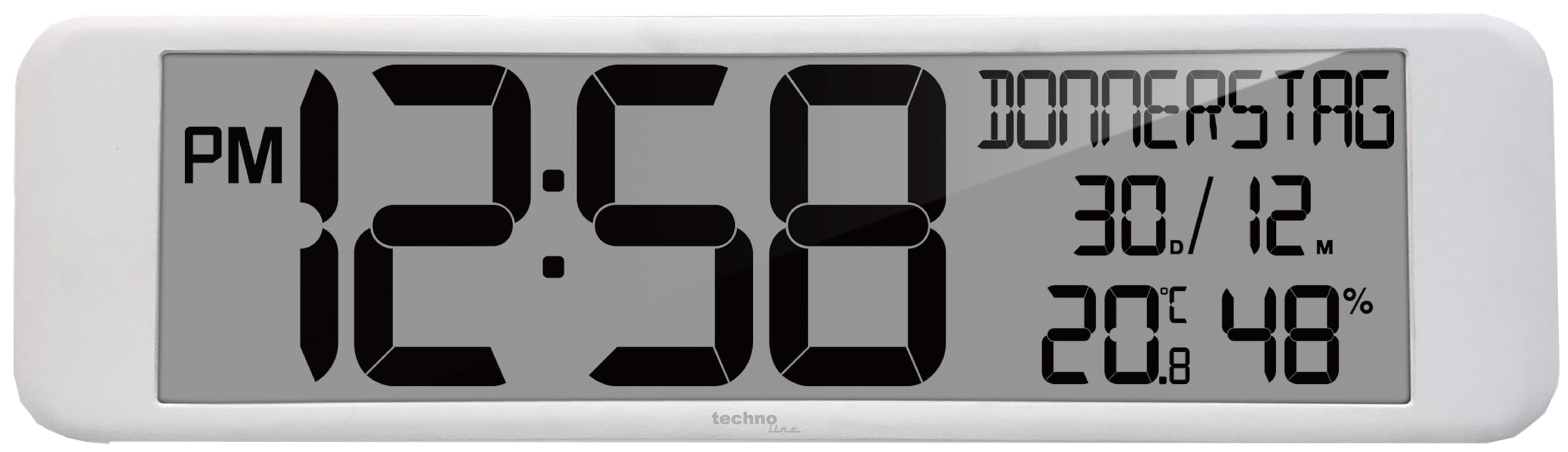 Technoline WS8120 XXL Radio-Controlled Wall Clock Digital Temperature and Humidity Display 44 cm