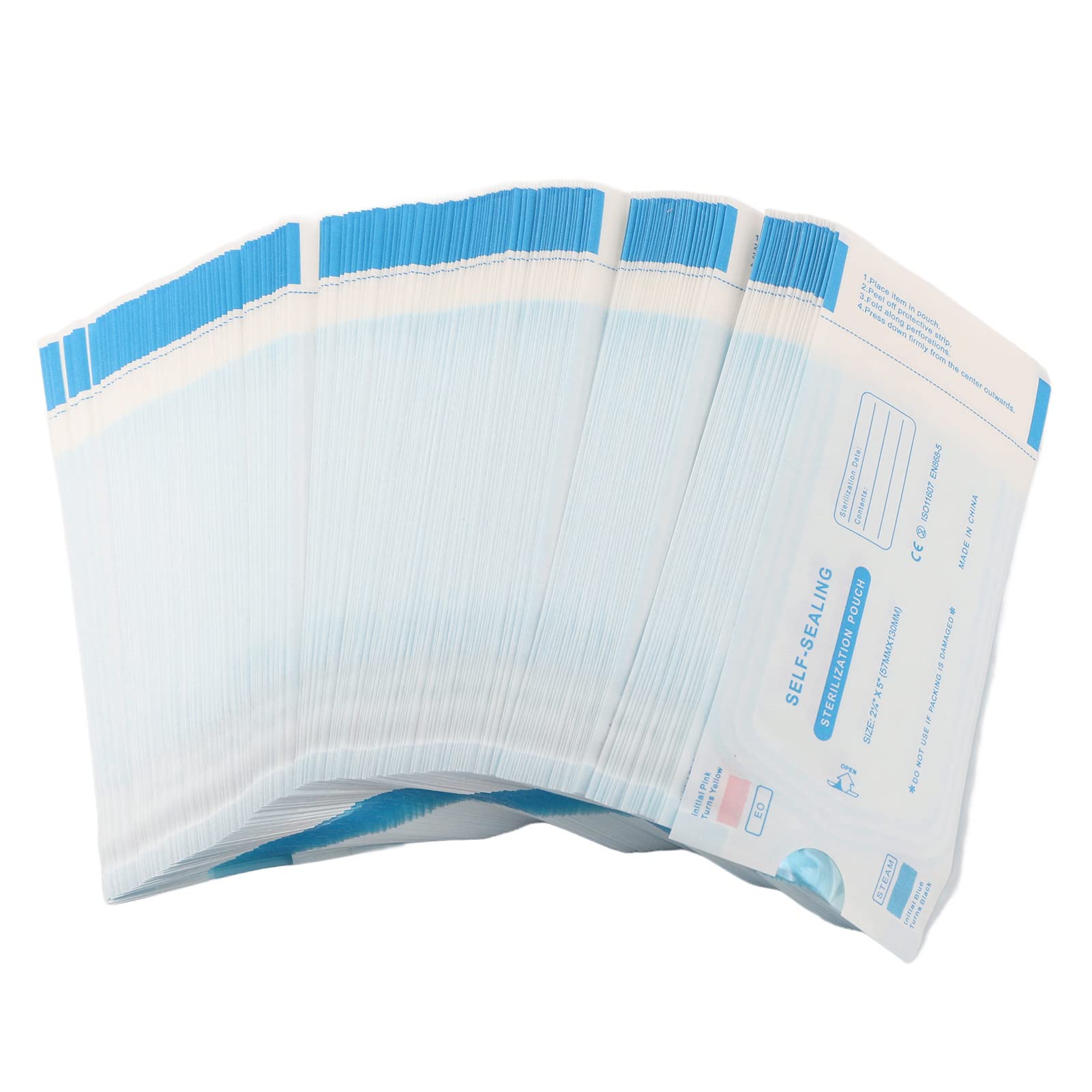 200pcs PVC Sterilization Pouches Self-Sealing Bag 5.12 x 2.24inch