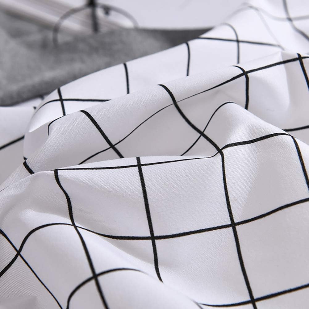 Michorinee Double Duvet Cover Sets Black and White Grid Checked Gingham Reversible Bedding with Pillow Cases 3 Pcs Microfiber Quilt Cover Set Zipper Closure - Image 4