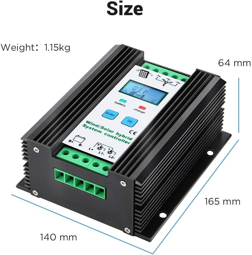 iSunergy 1000W Wind Solar Hybrid Charge Controller Wind Boost Charge Solar PWM Charging Technology Digital Intelligent Regulator with LCD Display (600W Wind + 400W Solar) : Garden & Outdoor