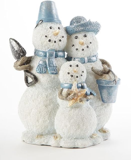 Delton Products Coastal Snowman Family Resin Holiday