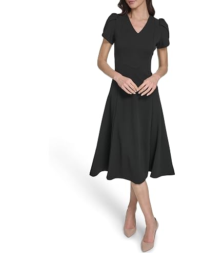 Calvin Klein Women's Belted V-Neck Dress, Ocean Multi, 6 at Amazon Women's Clothing store