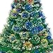 NOMA 4-Foot Pre-lit Fiber Optic Christmas Tree | LED Color-Changing Lights | Gold Glitter Tips & Potted Base