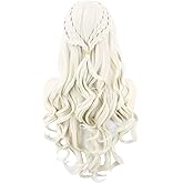 Topcosplay Women Wigs Beige Long Curly Wavy Cosplay Halloween Costume Party Wigs