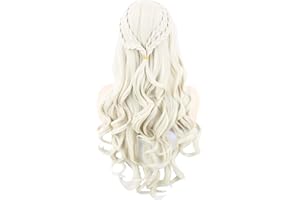 Topcosplay Women Wigs Beige Long Curly Wavy Cosplay Halloween Costume Party Wigs