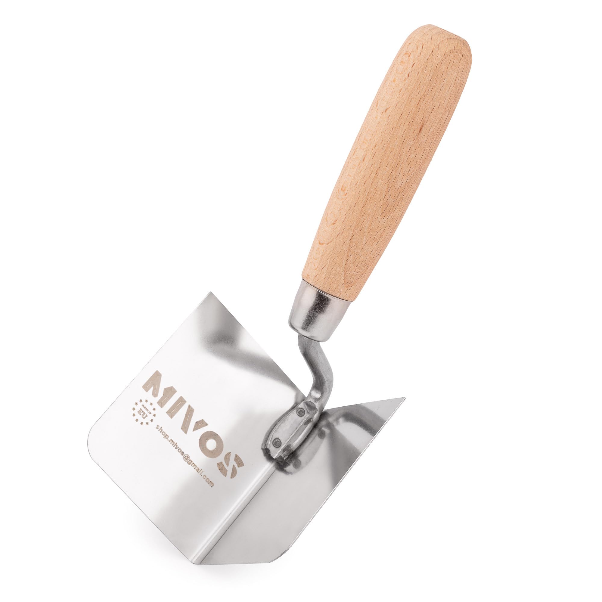 Mivos Stainless Steel Corner Trowel 80 x 60 mm - Inner Corner Trowel Made of Stainless Steel - Inner Corner Spatula with Wooden Handle - Corner Trowel for Working Inner Corners in Walls