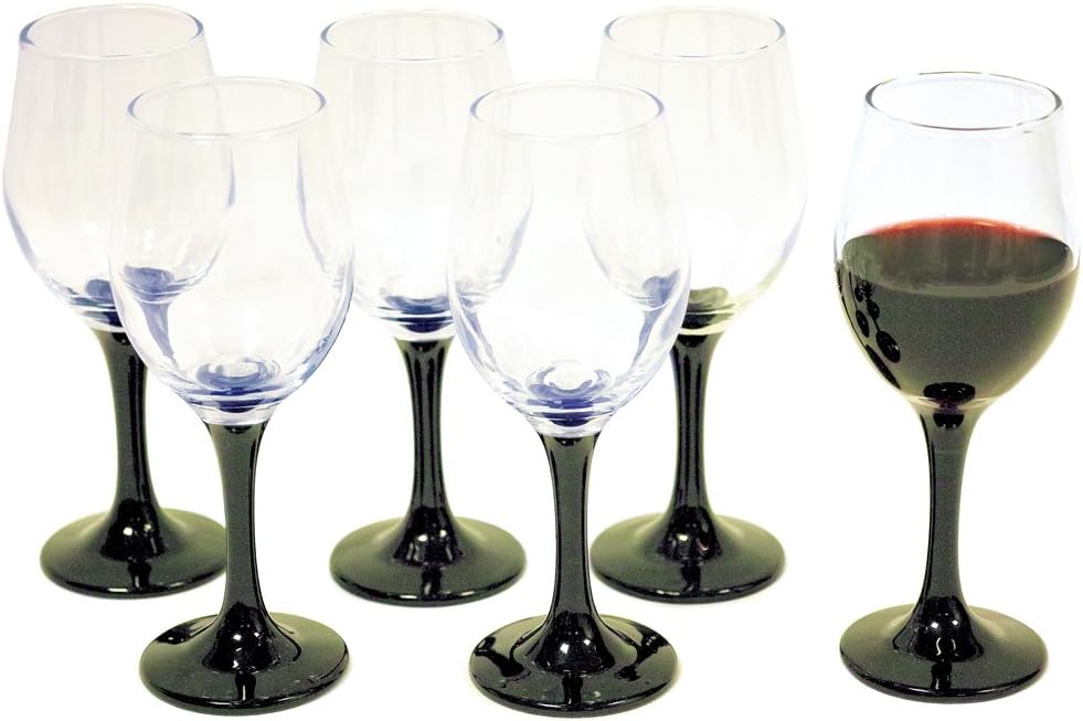 Set of 6 Wine Black Stemmed Glasses Amazon.co.uk Kitchen & Home