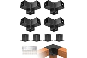 VEVOR Pergola Kit 4-Pack, T-Shaped 4x4 (Actual 3.5x3.5 Inch), 3-Way Pergola Brackets DIY Woodworking Gazebo Bracket Kit with Screws for 3.5x3.5 Inch Wood Beams in Actual Size for Outdoor Party Banquet