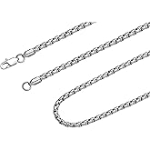 HAQUIL Stainless Steel Square Box Link Box Chain Necklace, Jewelry Gift for Men and Women 16/18/20/22/24/26/28/30" 1,2/1,5/2/3/4/5mm