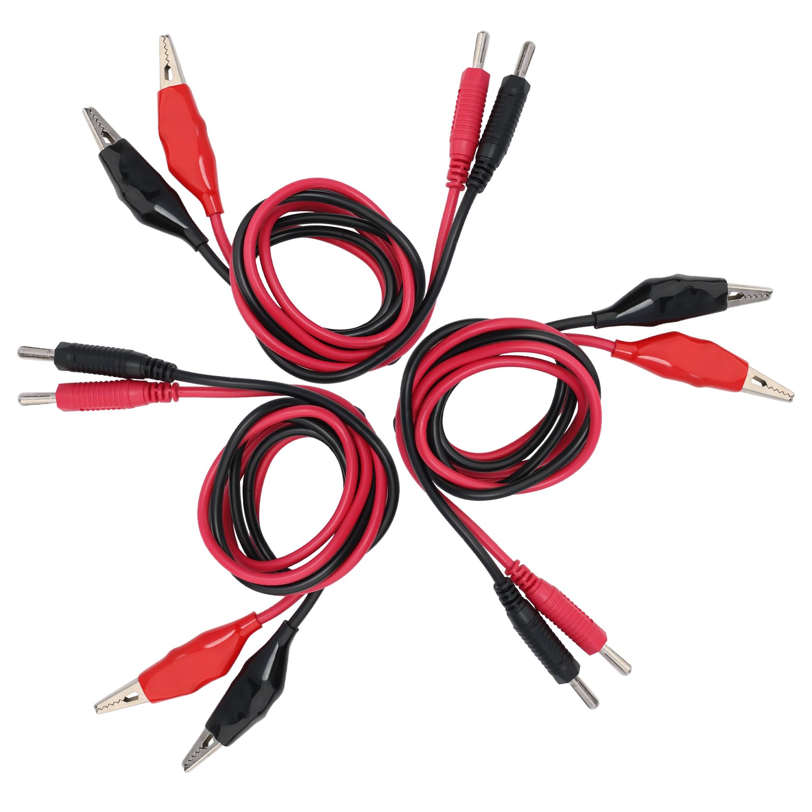 stonylab Electronics Alligator Clip to Spade Lug Terminal Test Leads, 6 Pack 83 cm Test Leads Patch Cord with Insulated Crocodile Test Clip and Spade Plug