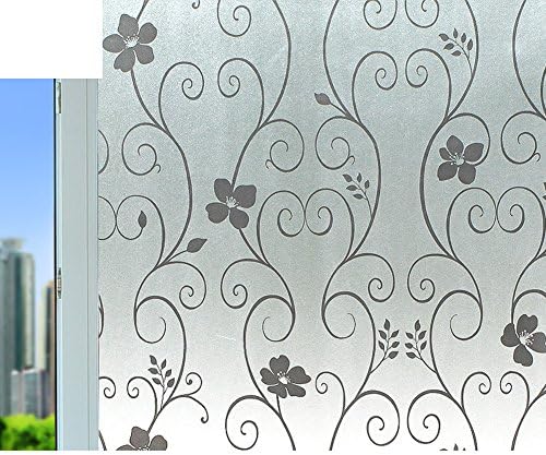 FHDGDVCGDGC Bathroom stickers,Non-adhesive electrostatic glass film frosted window sticker bedroom window paper insulated wrought iron window paper-L 60x100cm(24x39inch)