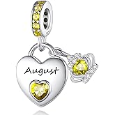 Birthstone Charms for Charms Bracelet: 925 Sterling Silver Heart Dangle Charms for Bracelets and Necklaces, Birthday Mother's Day Christmas Gifts For Women.