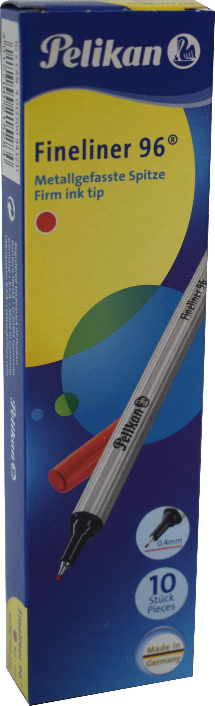 Herlitz Pelikan Fineliner 96® Blue, Pack of 10 in Box Pack of 10 red