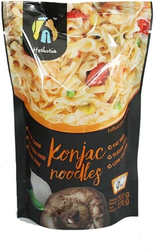 Hethstia Shirataki Konjac Noodle- Fettuccine Pasta Alternative, Zero Carbs/Calories, Gluten/Soy Free, Keto/Vegan Friendly (3)