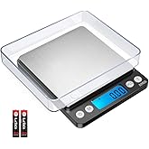 AMIR Digital Kitchen Scale, 500g/0.01g Mini Pocket Jewelry Scale, Cooking Food Scale with Backlit LCD Display, 2 Trays, 6 Uni