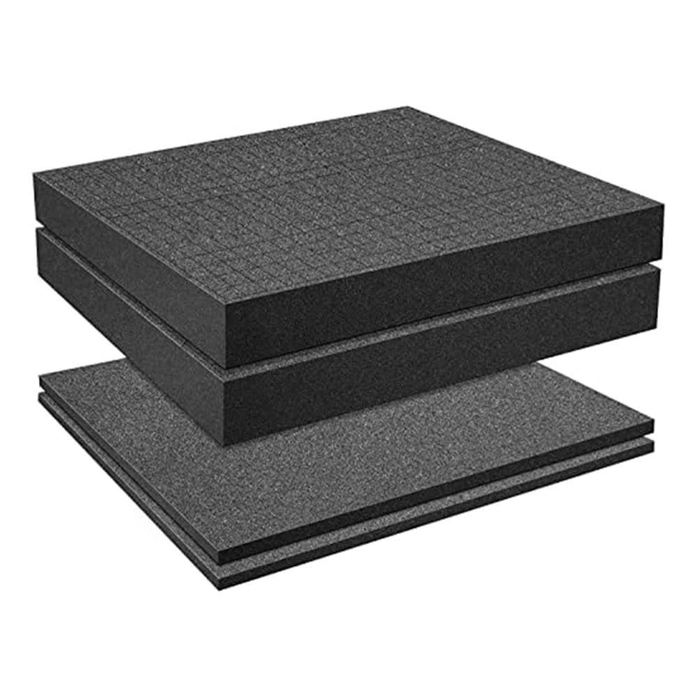 Dropfree Grid Foam Cube-Foam, 2 Pieces 300x300x50mm/2 Pieces 300x300x10mm, Tool Box Camera Case Foam, Case Insert,Tool