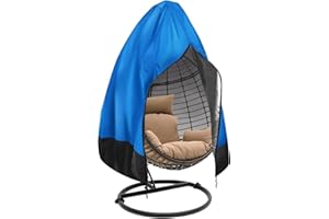 567 TECHNOLOGY PTE. LTD 【2024 Upgrade】Patio Egg Chair Cover with Zipper,Outdoor Hanging Egg Chair Cover,UV Resistant,Windproof Egg Chair Cover Duty,Wicker Egg Swing Chair Covers,Fits Single Seat Egg Chair,75" x 45",Blue