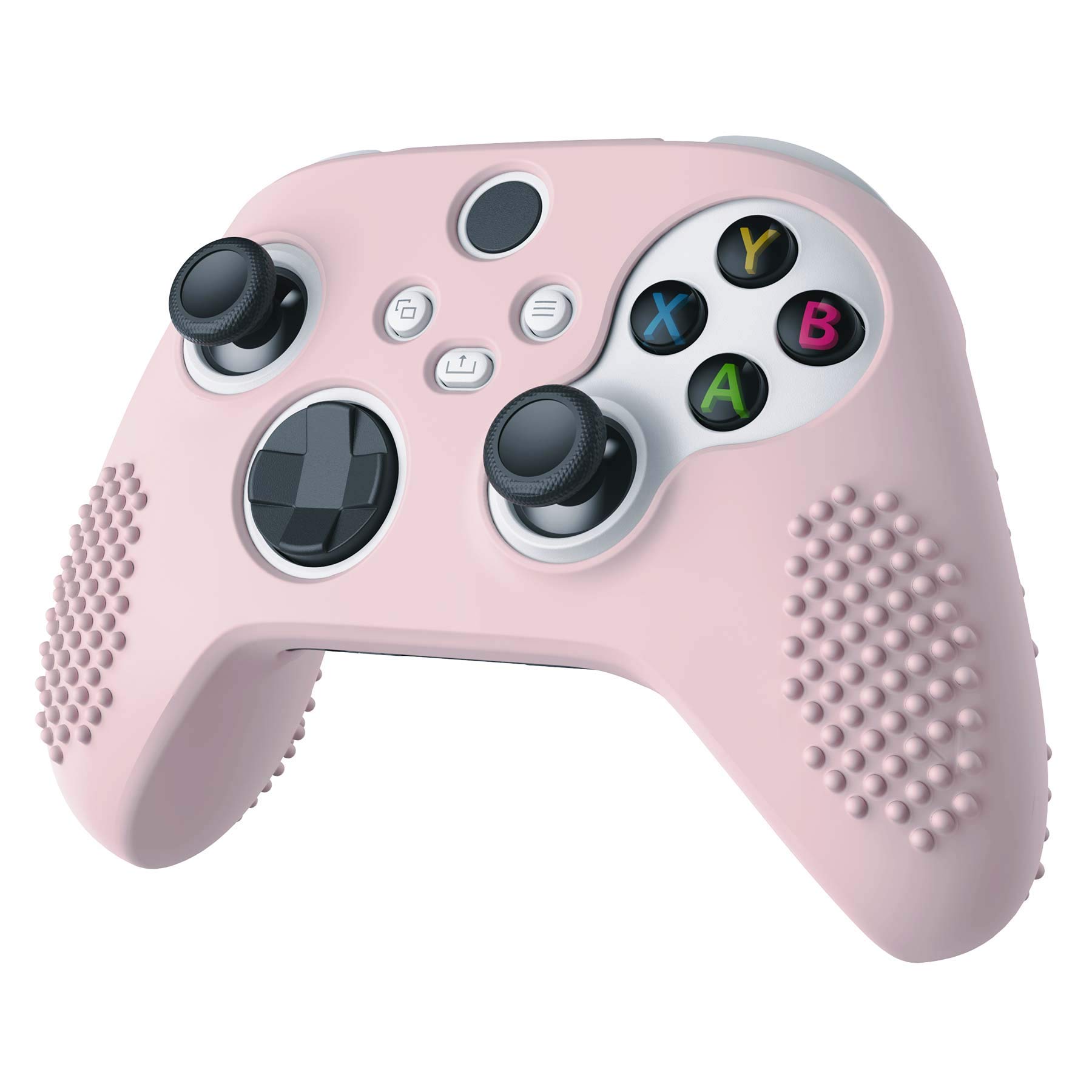eXtremeRate PlayVital Cherry Blossoms Pink 3D Studded Edition Anti-slip Silicone Cover for Xbox Series X/S Controller, Soft Rubber Case Protector for Xbox Core Wireless Controller with Thumb Grip Caps