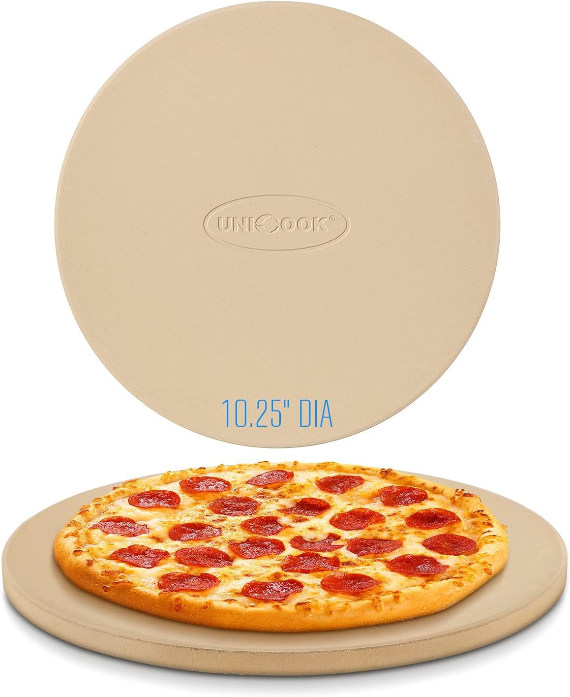 Unicook Small Pizza Stone, 26cm Round Cordierite Baking Stone for Oven and BBQ, Ideal for Baking Bread, Cookies, Pizza