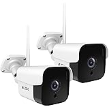 AZONE Outdoor Security Camera - 3MP Bullet Door Camera IP66 Colorful Night Vision Home Surveillance System, Work with Alexa, 