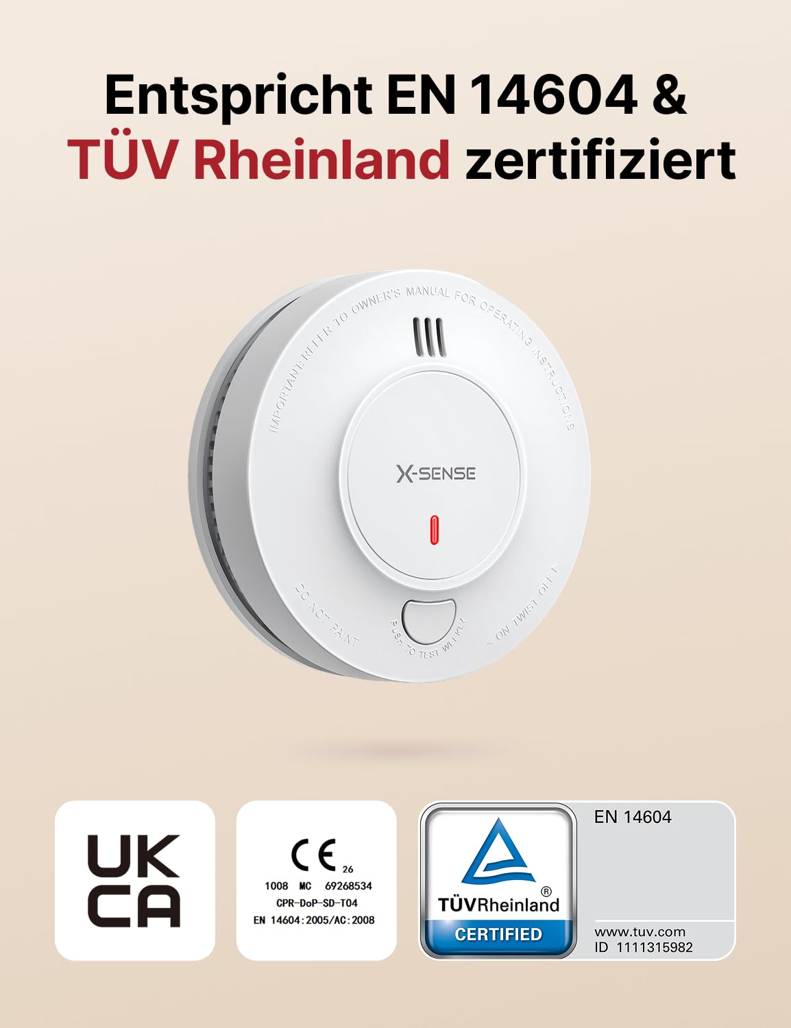 X-Sense Smart WLAN-Rauchmelder Feuermelder mit 10-Jahres-Batterie und SBS50 Basisstation, TÜV Rheinland Zertifiziert, photoelektrischer vernetzbarer Funk-Brandmelder, SD19-MN61, 6 Stück 2