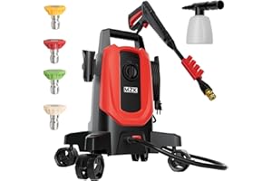 MZK Electric Pressure Washer,5200 Max PSI with Anti-Tipping Technology,4 Quick-Connect Nozzles,Foam Cannon for Easy Replacement,High-Pressure Cleaning of Cars,Fences ET2501