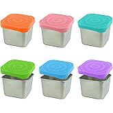 6 Pack Stainless Steel Condiment Cups with Silicone Lids, 6 oz Leakproof Dressing Containers for Lunch Boxes & Meal Prep, Reusable Sauce Containers for Dips, Snacks, Bento, Dishwasher Safe