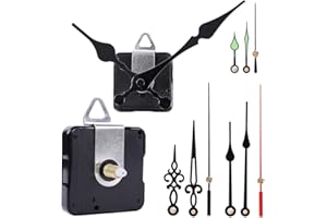 EMOON 2 Pack Non Ticking Clock Mechanism with 4 Pack Clock Hands, Clock Movement Motor Kit for Clock Repair, Replacement and Custom Clock (Total Shaft Length 5/8 in)