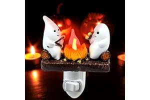 oyeftp Ghost Campfire Flickering Night Light, Ghosts Campfire Flicker Flame Halloween Nightlight, 3D LED Campfire Night Light, Halloween Nightlight Indoor Figurine Lamps Fall Decorations for Home