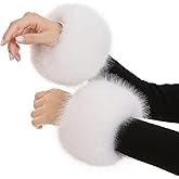 Roniky Women's Faux Fur Wrist Cuffs, Winter Fox Furry Wristbands, Fluffy Fur Cuff Bracelets, Arm Warmers