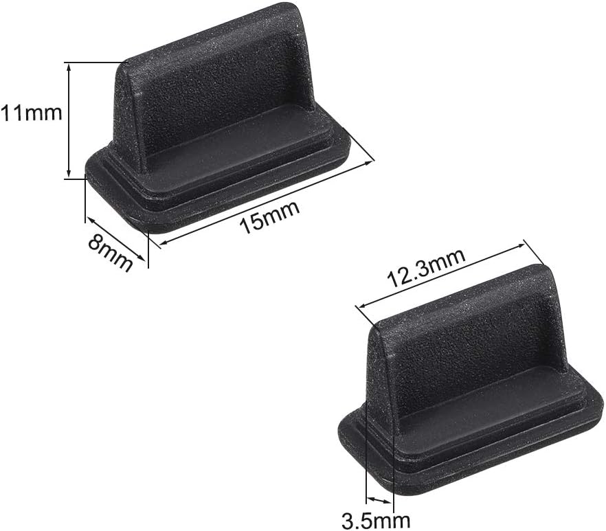 sourcing map 20pcs USB A3 Silicone Cap Port Cover Anti Dust Protector 12.3mmx3.5mm Black - Image 3