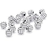 50Pcs Silicone Beads, 15mm Acrylic Volleyball Bead, Acrylic Sports Beads Big Hole Volleyball Round Loose Spacer for DIY Necklace Bracelet Pendant Making Beading Supplies