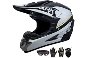 HELMELKIN Youth Motocross Helmet for Kids - DOT Approved Full Face Off-Road Mountain Bike ATV Dirt Bike Safety Gear With Goggles, Gloves, and Mask