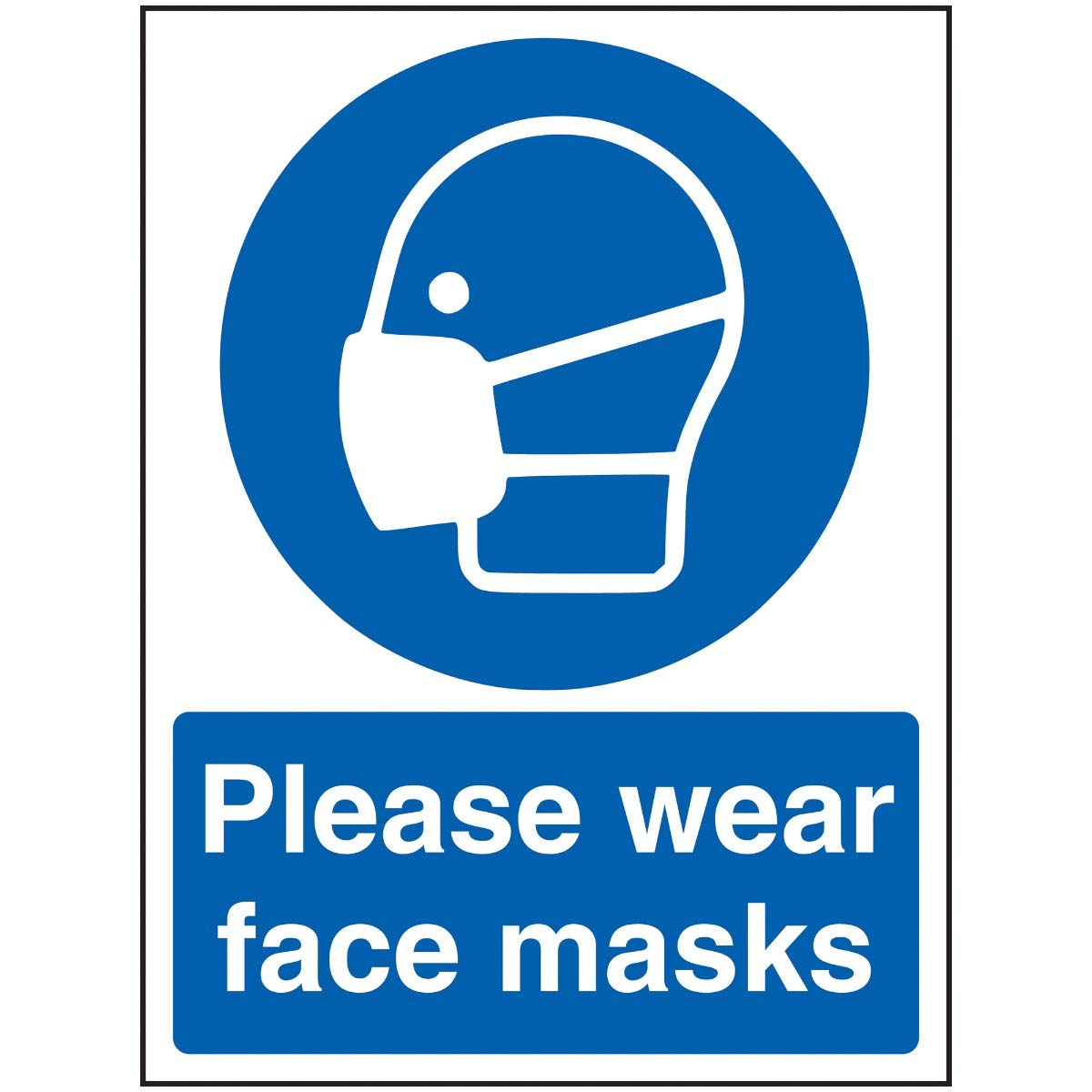 V Safety Please Wear Face Masks - 150mm x 200mm - 1mm Rigid Plastic