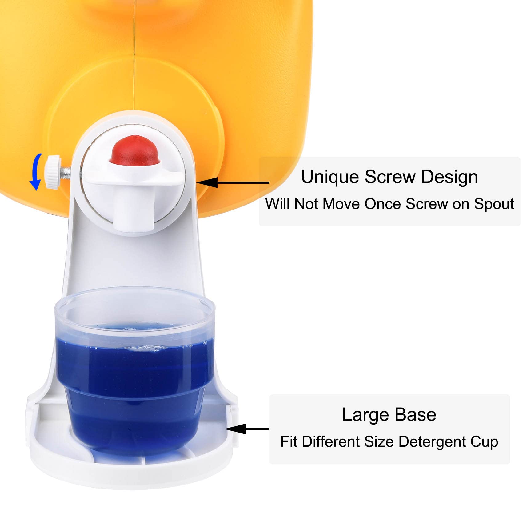 Laundry Detergent Cup Holder, Fabric Softener Drip Catcher, Firmly Holds on Bottle Spouts, Keeps Washer Dryer and Floor Clean and Organized - Pack of 2